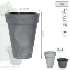 Prosperplast Maceta CUBE SLIM BETON EFFECT 25LCon Depósito 355x355x440 Marengo -Jardinería Equipos Tienda 076974d366e50ac4