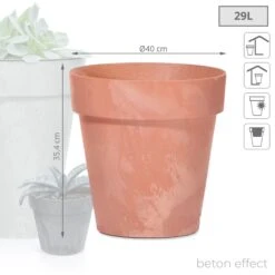 Prosperplast Maceta CUBE BETON EFFECT 29L 400x400x354 Terracota -Jardinería Equipos Tienda 0e83a10176c005b9