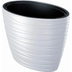 Prosperplast Maceta Ovalada Con Deposito 56L Maze Plastico Blanco 58,5x38,5x42,3 Cm
