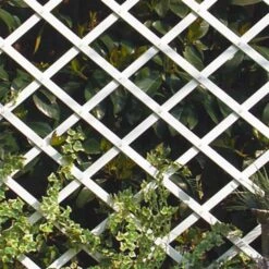 Celosía Extensible Rombos Trelliflex De PVC Blanco Nortene 144 X 21 Cm