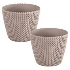 WellHome Pack 2 Macetas Redondas Splofy ø25,9x22 Cm Mocca