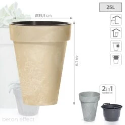 Prosperplast Maceta CUBE SLIM BETON EFFECT 25LCon Depósito 355x355x440 Crema -Jardinería Equipos Tienda 362bcacf06134ddf