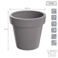 Prosperplast Maceta LEXO ROUND 212L 800x800x740 Gris Piedra 8 Prosperplast Maceta LEXO ROUND 212L 800x800x740 Gris Piedra -Jardinería Equipos Tienda 3813ee6104c7ab95