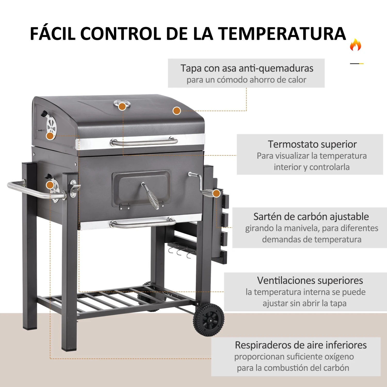 Barbacoa De Carbón Outsunny 846-013 5 Barbacoa De Carbón Outsunny 846-013 - Imagen 5