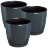 WellHome Pack 3 Maceteros Redondos Coubi Grafito - 28x28x26,2 Cm