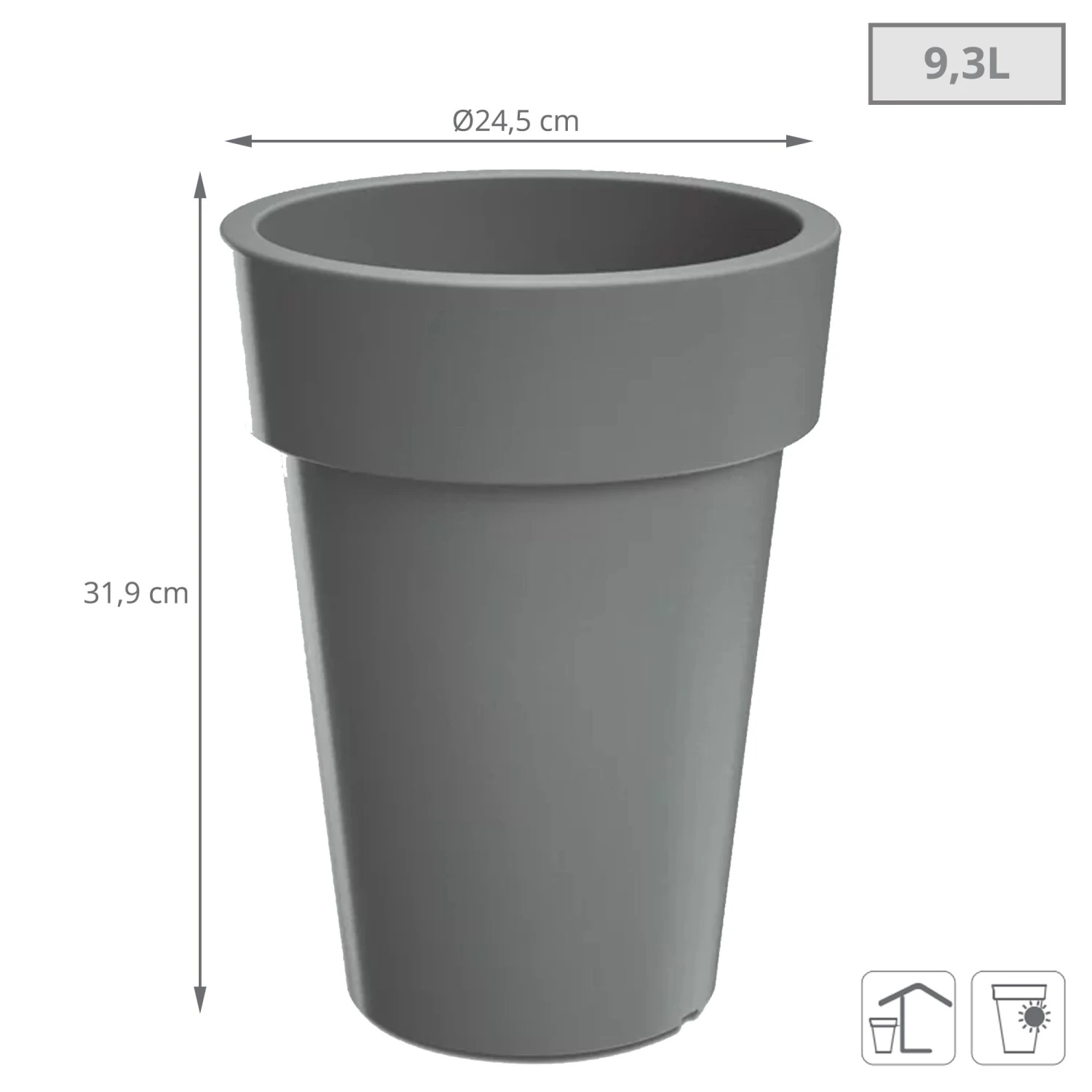 Prosperplast Maceta LOFLY LOW 9,3L 245x245x319 Gris Piedra 3 Prosperplast Maceta LOFLY LOW 9,3L 245x245x319 Gris Piedra - Imagen 3