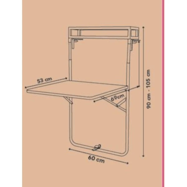 Mesa Plegable Para Balcón Gris Saba 90x70x60 Cm GoodHome 7 Mesa Plegable Para Balcón Gris Saba 90x70x60 Cm GoodHome - Imagen 7