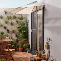 Parasol De Pie Carambole ø 2,25x2,16 M Beige