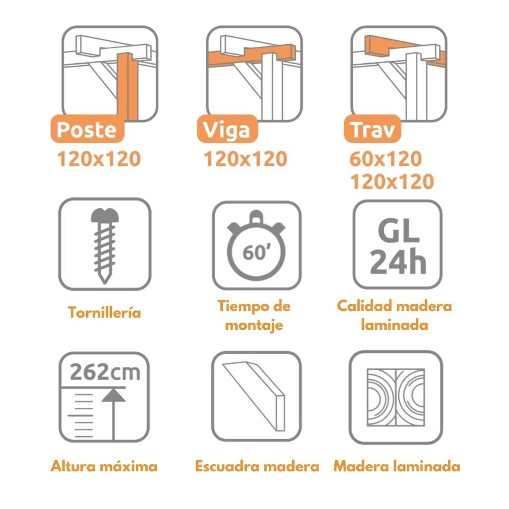 Pérgola Laminada - SANTANDER 400x300cm 2 Pérgola Laminada - SANTANDER 400x300cm - Imagen 2