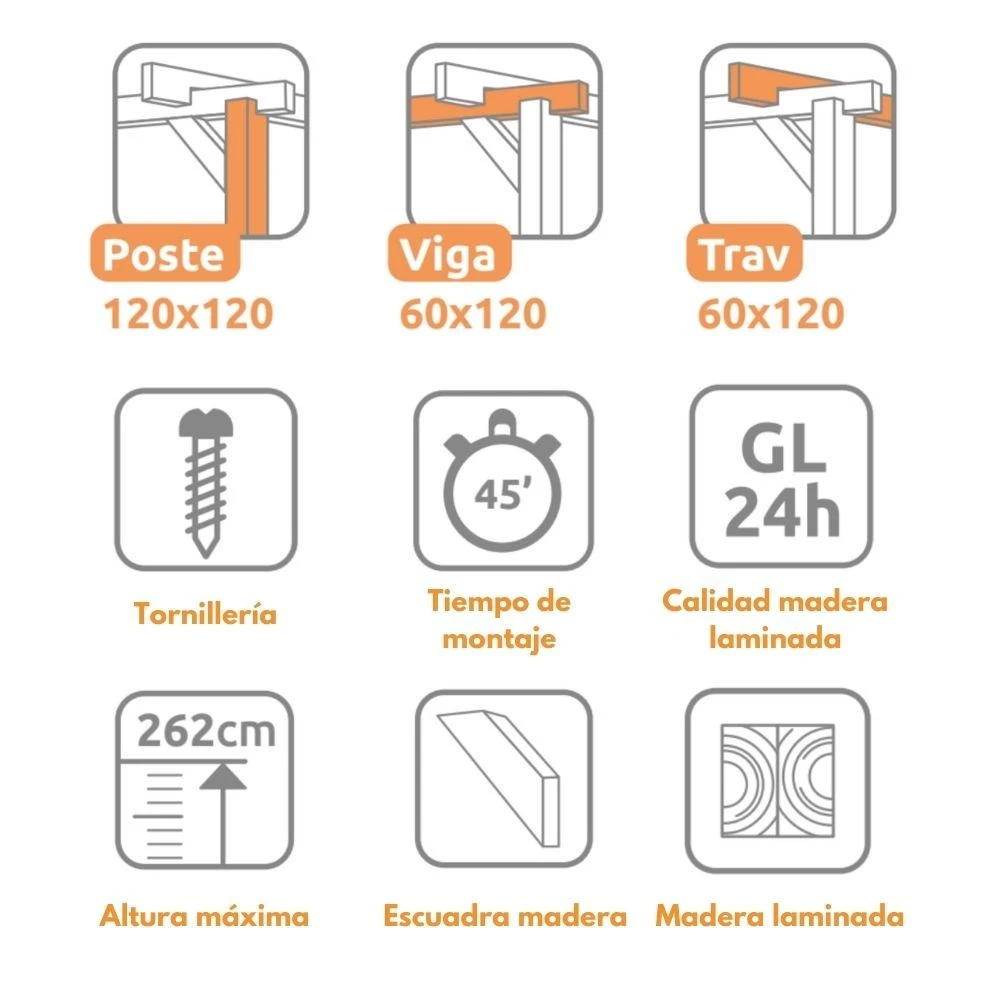 Pérgola Laminada - SITGES 500x300cm 2 Pérgola Laminada - SITGES 500x300cm - Imagen 2