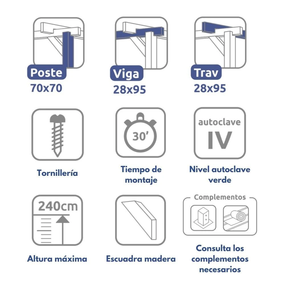 Pérgola Maciza - MATARÓ 420x420cm 2 Pérgola Maciza - MATARÓ 420x420cm - Imagen 2