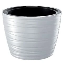 Prosperplast Maceta Baja Con Deposito 48L Maze De Plastico Color Blanco 47,5x47,5x34,9 Cm