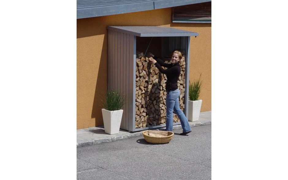 CASETA LEÑERO METALICA BIOHORT JARDIN WOODSTOCK 230 COLOR GRIS CUARZO 3 CASETA LEÑERO METALICA BIOHORT JARDIN WOODSTOCK 230 COLOR GRIS CUARZO - Imagen 3