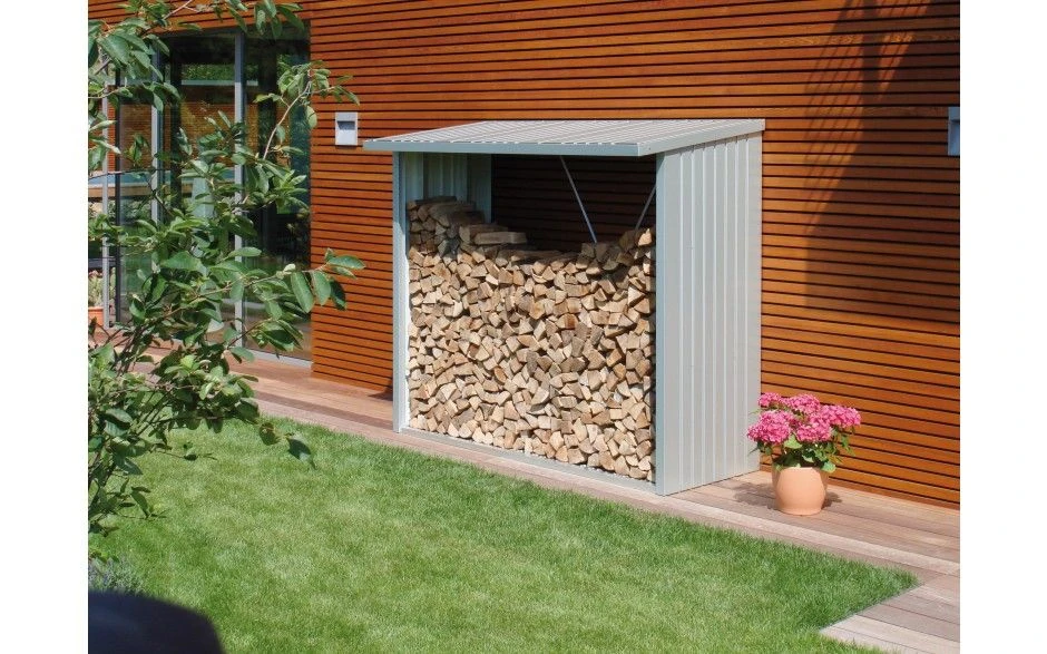 CASETA LEÑERO METALICA BIOHORT JARDIN WOODSTOCK 230 COLOR GRIS CUARZO 4 CASETA LEÑERO METALICA BIOHORT JARDIN WOODSTOCK 230 COLOR GRIS CUARZO - Imagen 4