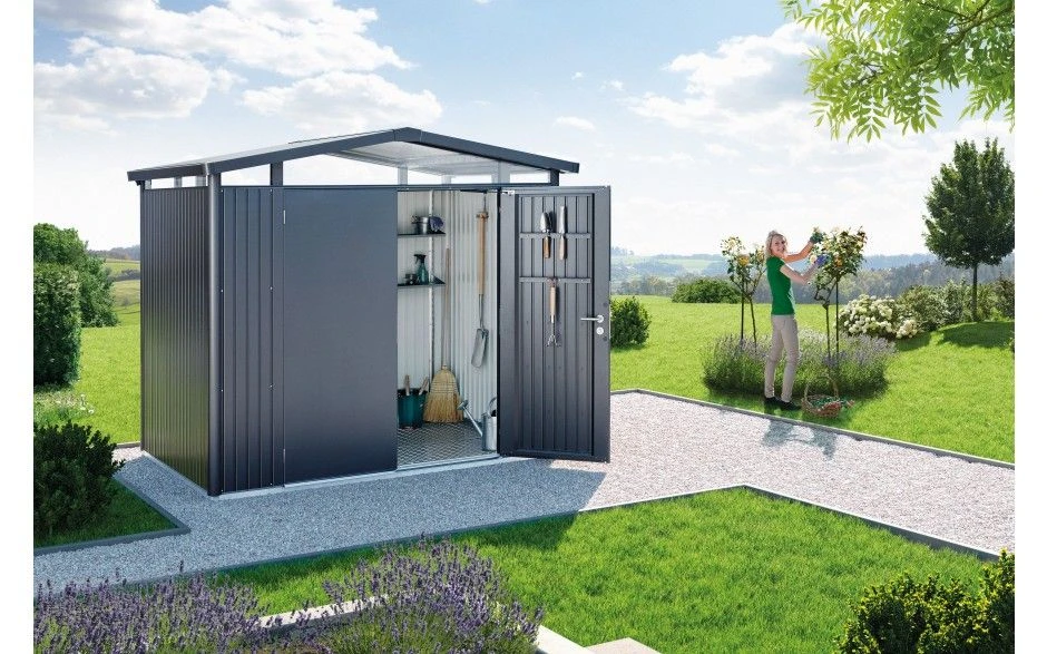 CASETA METALICA BIOHORT JARDIN PANORAMA P1 DOBLE PUERTA COLOR PLATA 6 CASETA METALICA BIOHORT JARDIN PANORAMA P1 DOBLE PUERTA COLOR PLATA - Imagen 6