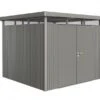 CASETA METALICA BIOHORT JARDIN HIGHLINE H5 DOBLE PUERTA COLOR GRIS CUARZO