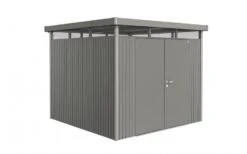 CASETA METALICA BIOHORT JARDIN HIGHLINE H5 DOBLE PUERTA COLOR GRIS CUARZO