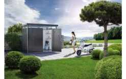 CASETA METALICA BIOHORT JARDIN HIGHLINE H4 DOBLE PUERTA COLOR GRIS CUARZO -Jardinería Equipos Tienda 63896edad15d58.23456743