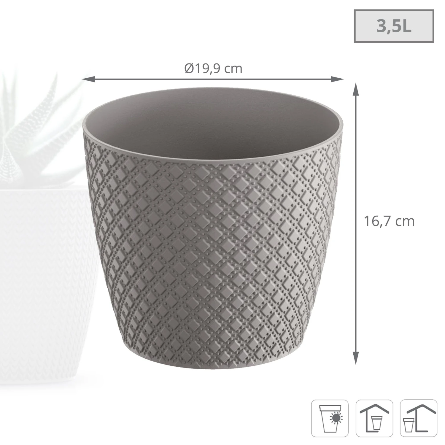 Prosperplast Maceta ORIENT 3,5L 189x189x167 Gris Piedra 3 Prosperplast Maceta ORIENT 3,5L 189x189x167 Gris Piedra - Imagen 3