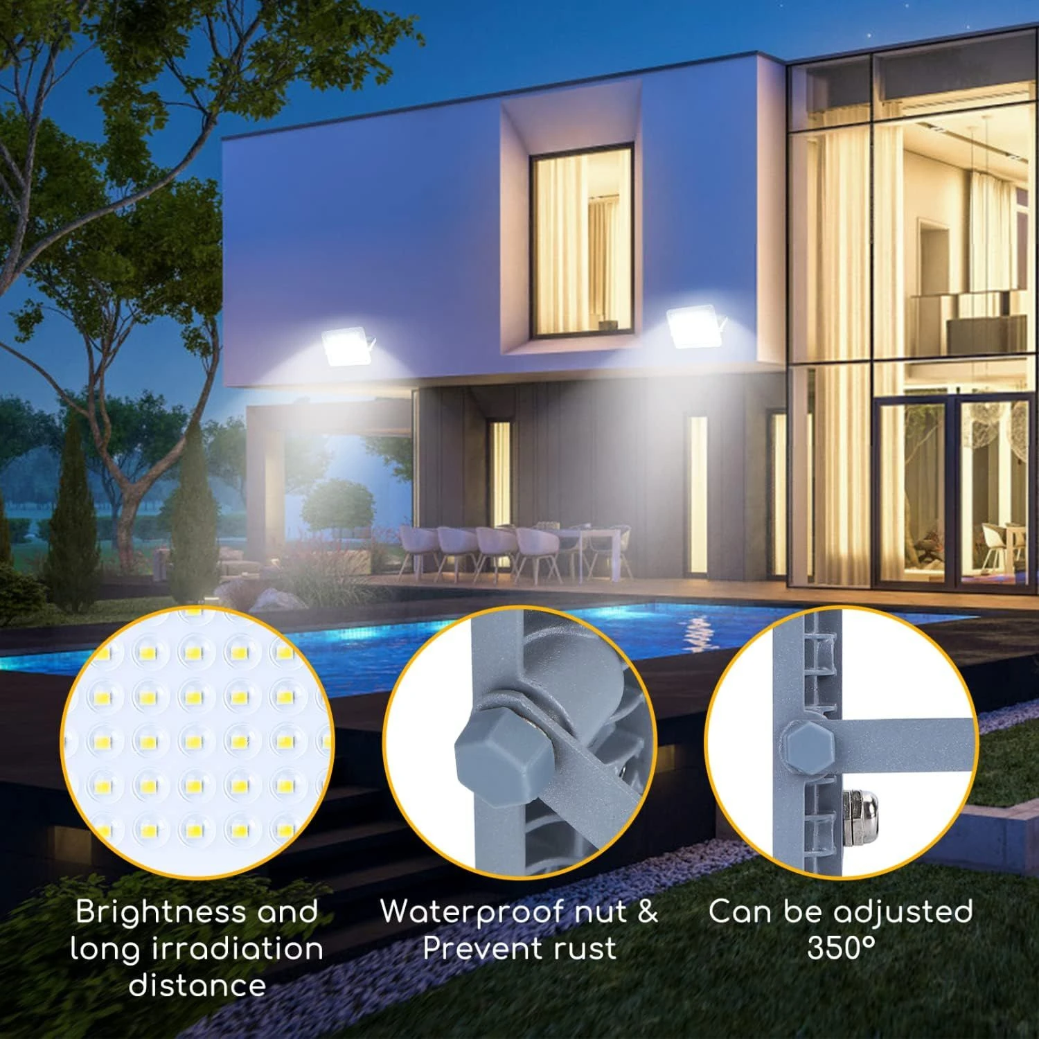 Aigostar Focos Led Exterior 2 Piezas, 50W 6500K Floodlight, 4500LM IP65 3 Aigostar Focos Led Exterior 2 Piezas, 50W 6500K Floodlight, 4500LM IP65 - Imagen 3