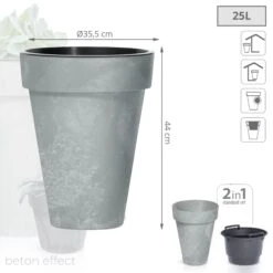 Prosperplast Maceta CUBE SLIM BETON EFFECT 25LCon Depósito 355x355x440 Hormigón -Jardinería Equipos Tienda 7580547b5ad60c4f