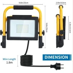 Foco De Trabajo LED 30W, 6500K, 2700LM, 360º, Cable De 1.8M, Aigostar -Jardinería Equipos Tienda 7a2135482c6216eb
