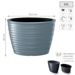 Prosperplast Maceta FREZE - Oval 55LCon Depósito 593x393x420 Gris Claro -Jardinería Equipos Tienda 7a3b6ca9468b2f6e