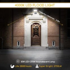 30W Foco LED Con Sensor Movimiento, 2700LM, IP65, 4000K, Aigostar -Jardinería Equipos Tienda 86844b596e806034