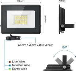 Aigostar Foco Led Exterior 20w 2050 Lúmen, Impermeable Ip65, 6500k -Jardinería Equipos Tienda 90132010a2912a04