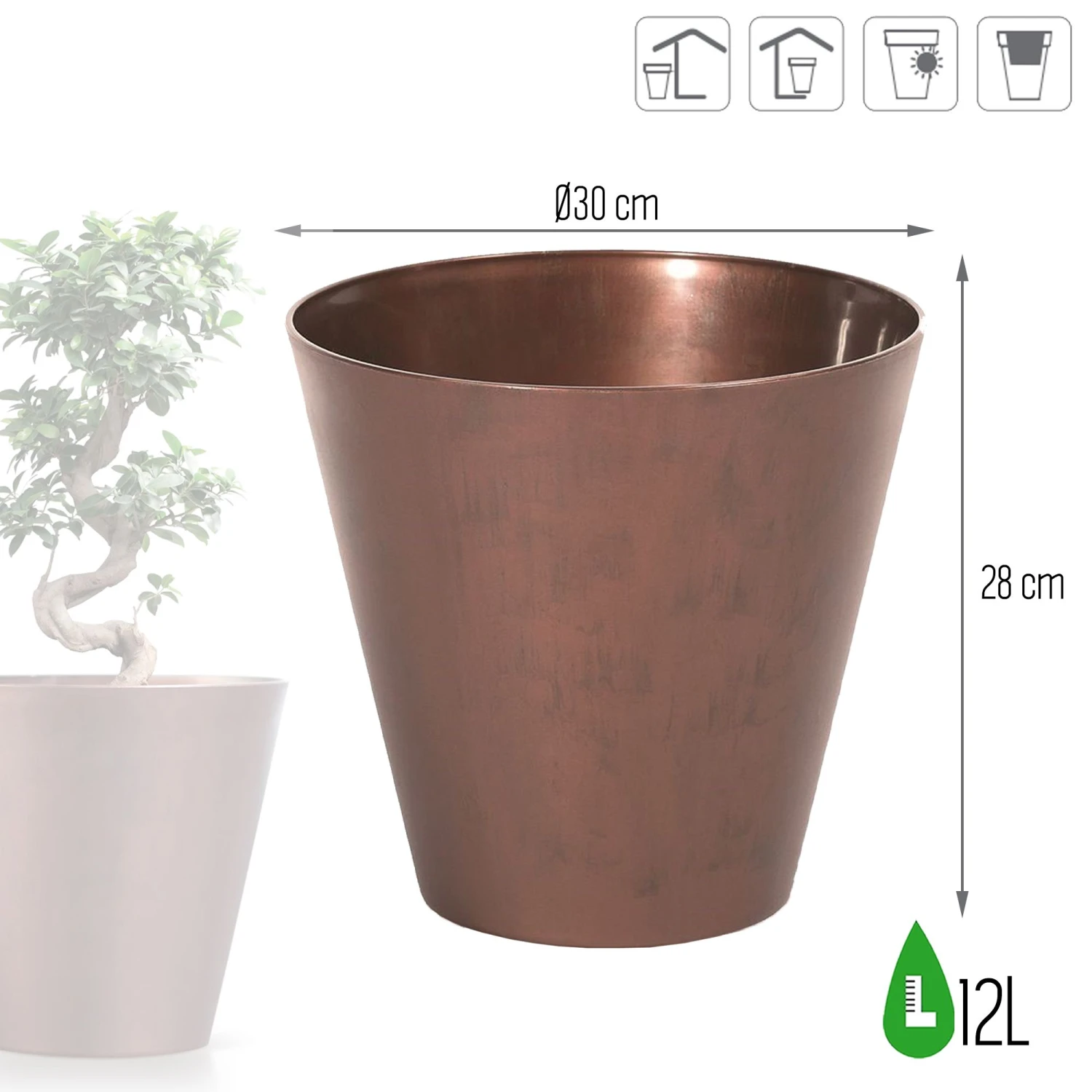 Prosperplast Maceta TUBUS CORTEN 12L 300x300x280 Cobre 3 Prosperplast Maceta TUBUS CORTEN 12L 300x300x280 Cobre - Imagen 3