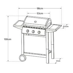 Barbacoa De Gas Hawaï - 3 Quemadores 8,4 Kw -Jardinería Equipos Tienda b3f03cf84d6aa2cb