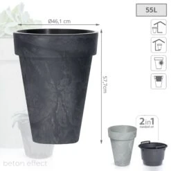 Prosperplast Maceta CUBE SLIM BETON EFFECT 55LCon Depósito 461x461x577 Antracita -Jardinería Equipos Tienda b3f1ee7873ac6183