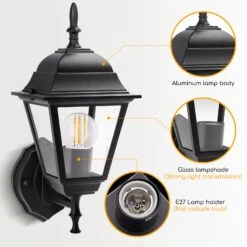 Aplique Pared Exterior,E27, Impermeabilidad IP44, Bombilla No Incluida Aigostar -Jardinería Equipos Tienda c12007103454dc66