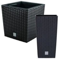 WellHome Juego Macetas Rato Antracita 26,6 L Y 64 L