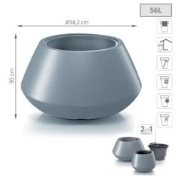 Prosperplast Maceta HEOS 56LCon Depósito 582x582x300 Gris Claro -Jardinería Equipos Tienda e2fa176e3a11df40