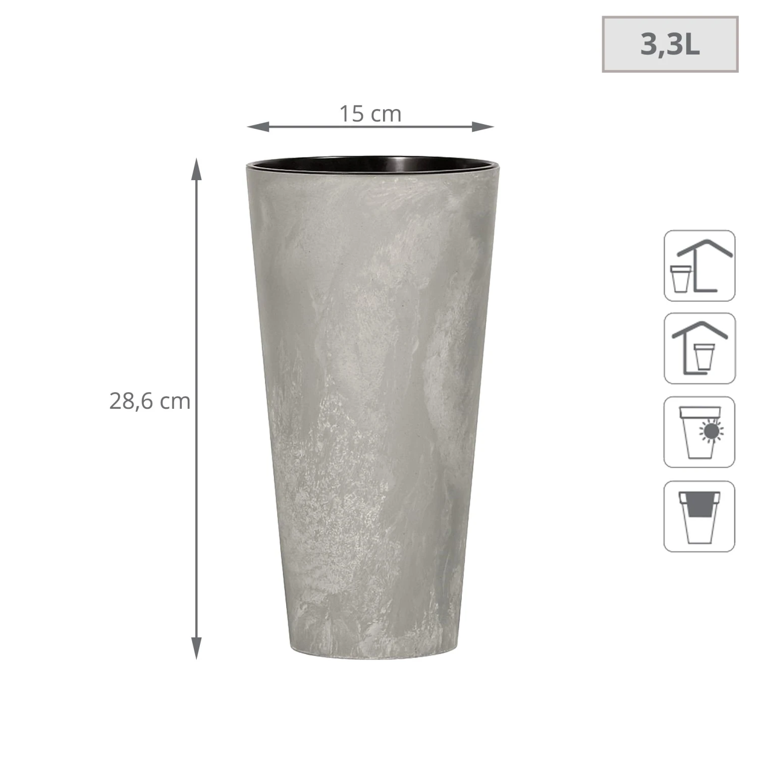 WellHome Pack 2 Maceteros Minimalistas Tubus SlimCemento - 28,6x15x15 Cm 2 WellHome Pack 2 Maceteros Minimalistas Tubus SlimCemento - 28,6x15x15 Cm - Imagen 2